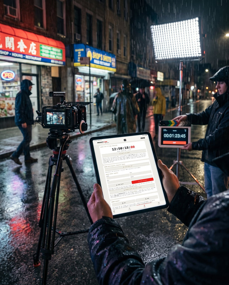 SmartLog on a night exterior shoot