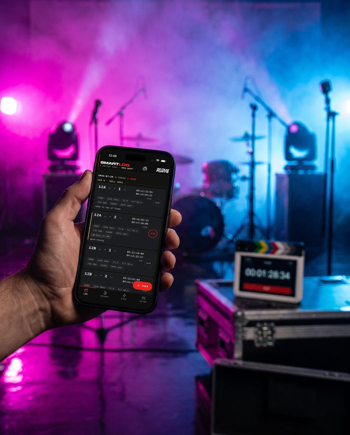 SmartLog running on an iPhone on a music video set